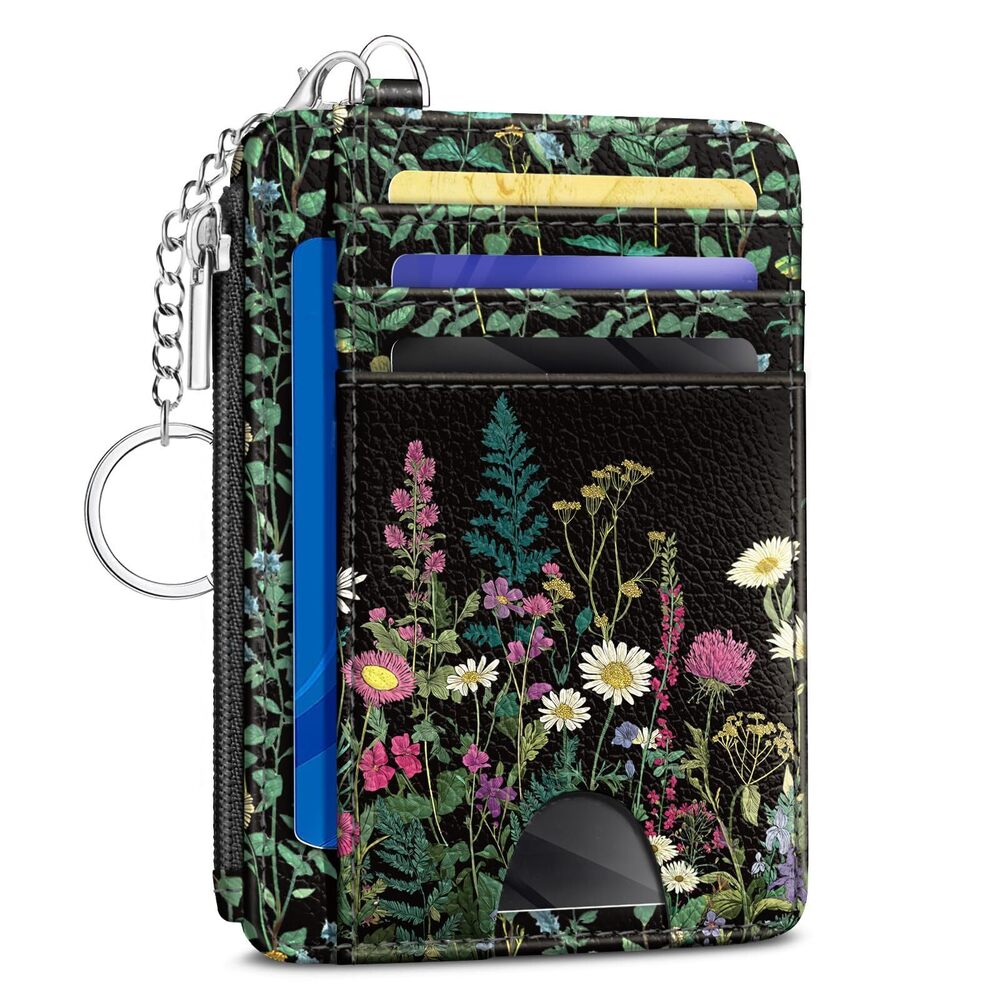 7778 Wildflower Credit Card Holder Small Wallet , Flowers Slim RFID